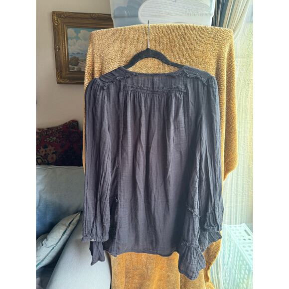 Free People Black Long Sleeve Tunic Top, Boho size XS - Picture 8 of 9